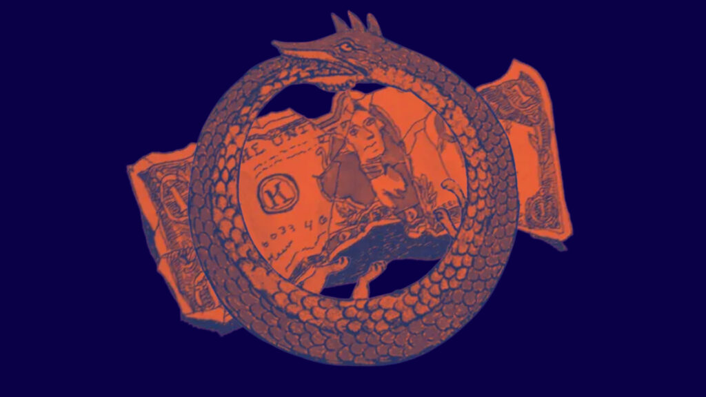 Cercle vicieux imagé par ouroboros qui représente l'argent